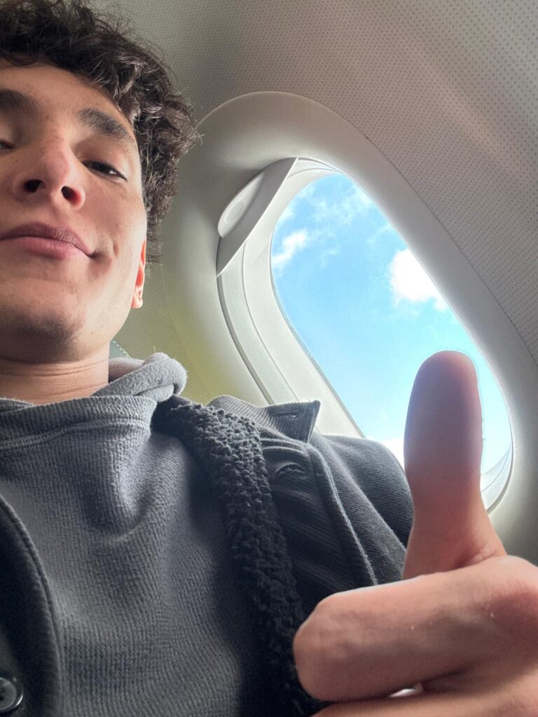 Michael DePasquale on the plane to Barcelona 